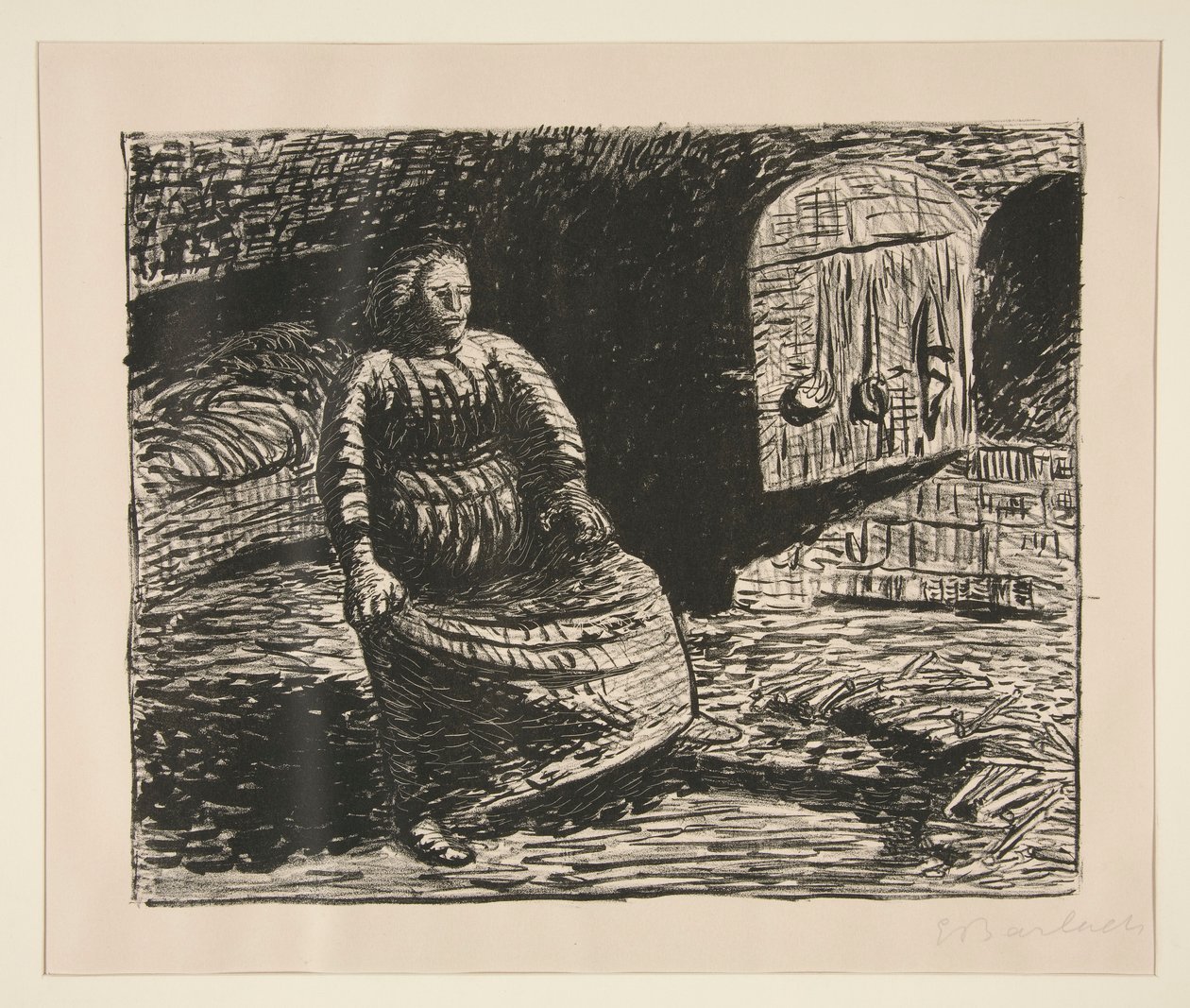 Kvinne ved ildstedet av Ernst Barlach