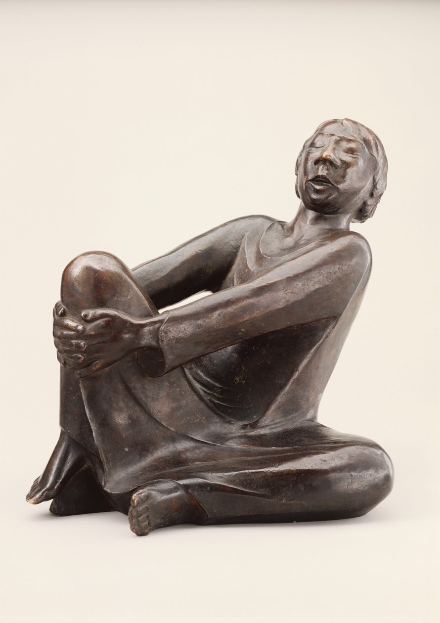 Den syngende mannen; Der Singende Mann, unnfanget i 1928 og støpt i 1930 (bronse med mørkebrun patina) av Ernst Barlach