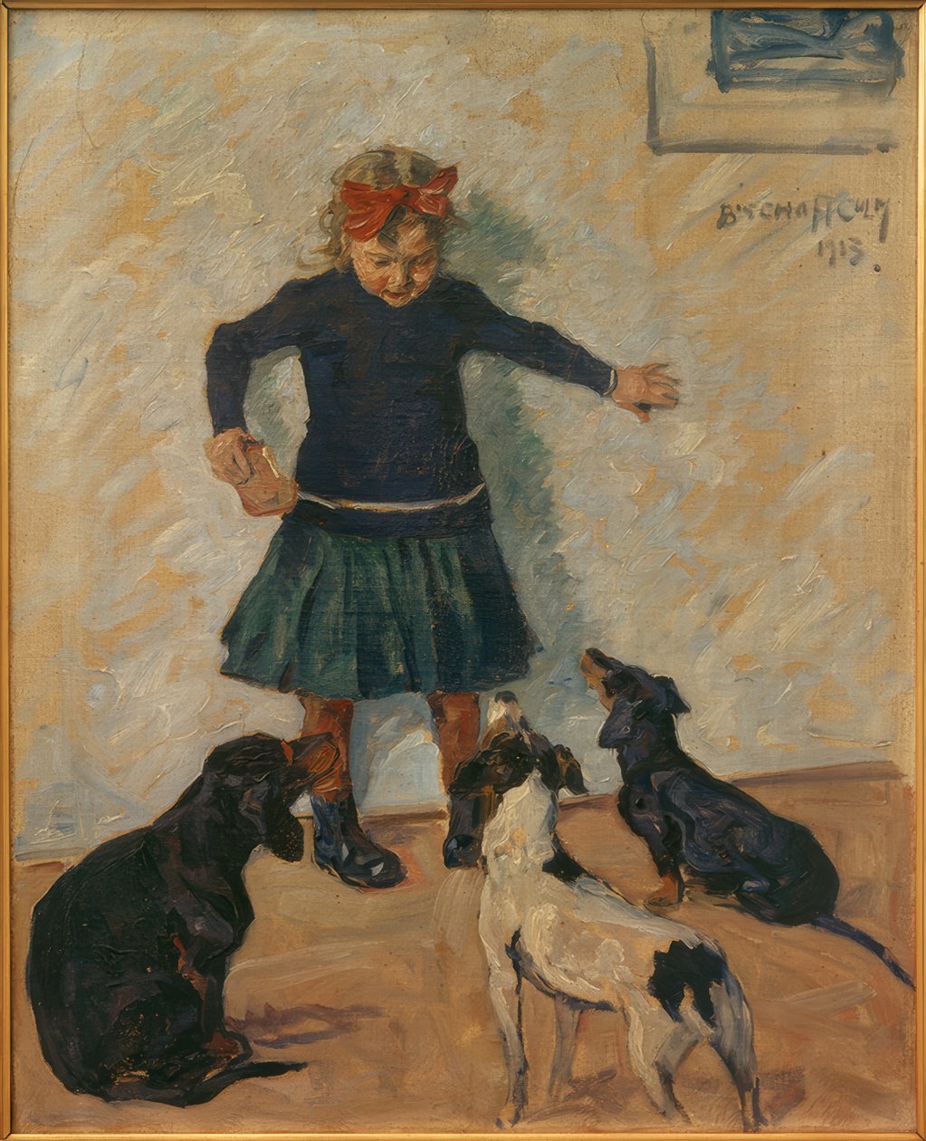 Jente med hunder av Ernst Bischoff Culm