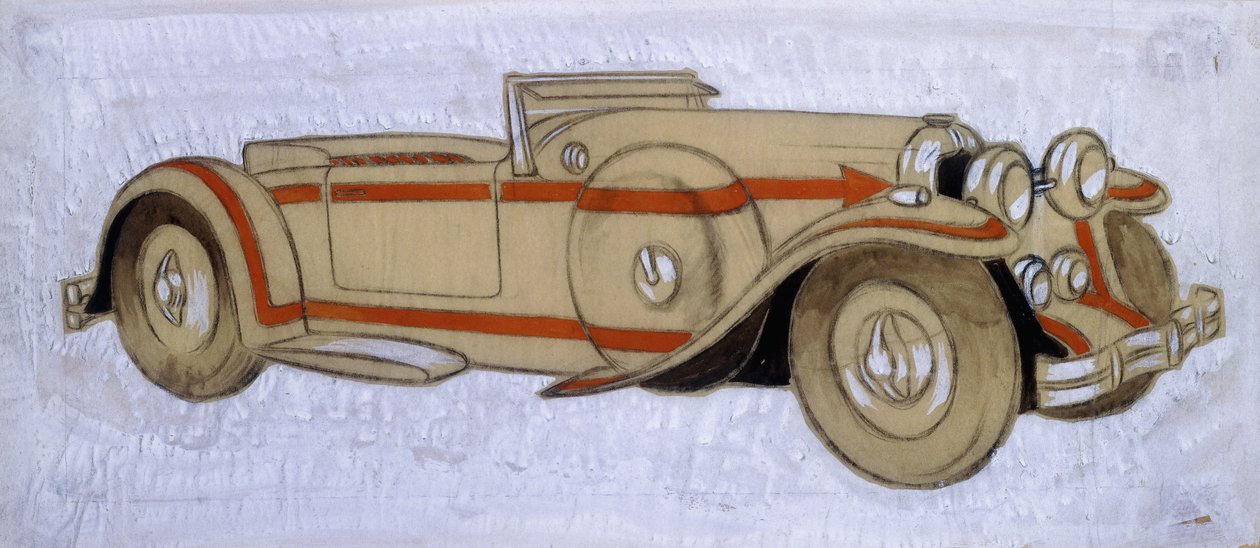 En illustrasjon som viser en Delage fra 1924 med karosseri av Letourneur et Marchand av Ernst Deutsch Dryden