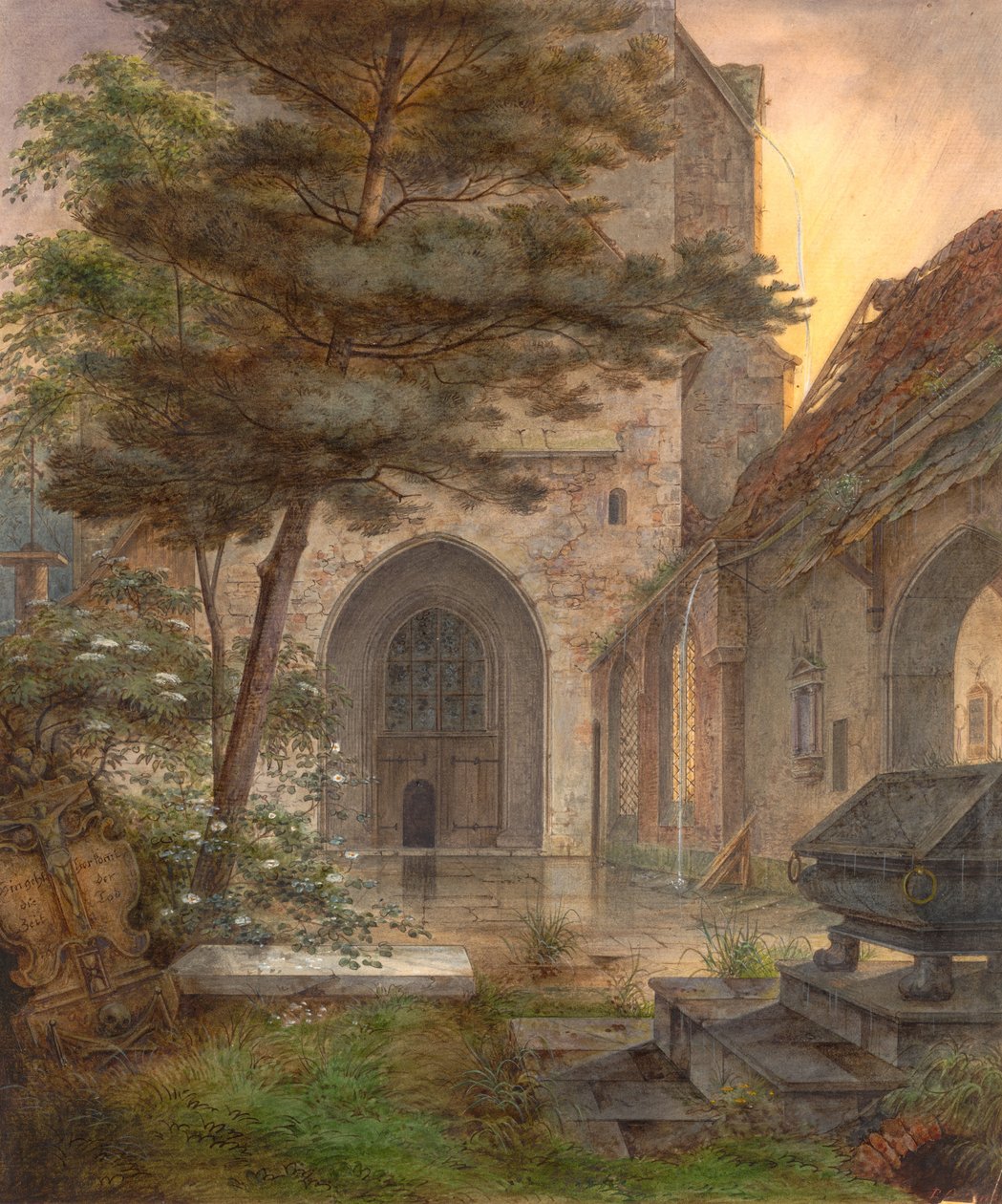 En portal til en kirke, første halvdel av 1800-tallet. av Ernst Ferdinand Oehme