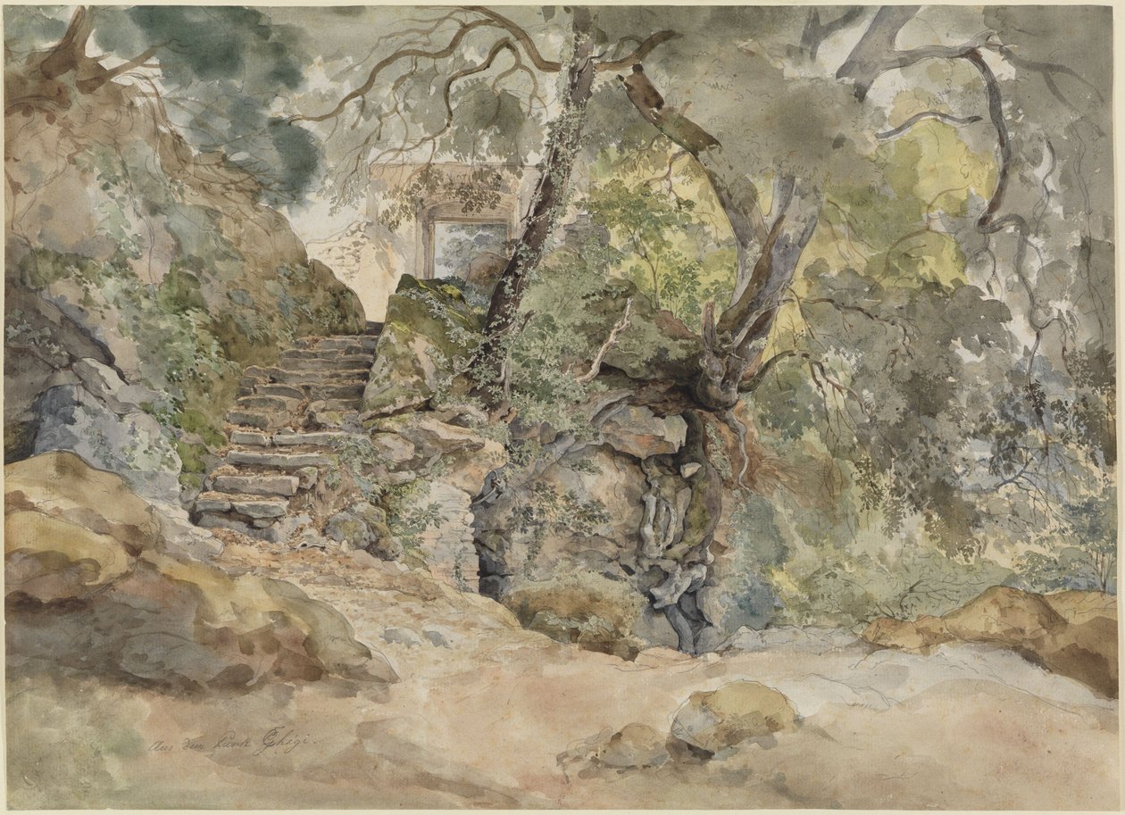 Fra parken ved Villa Chigi i Ariccia av Ernst Fries