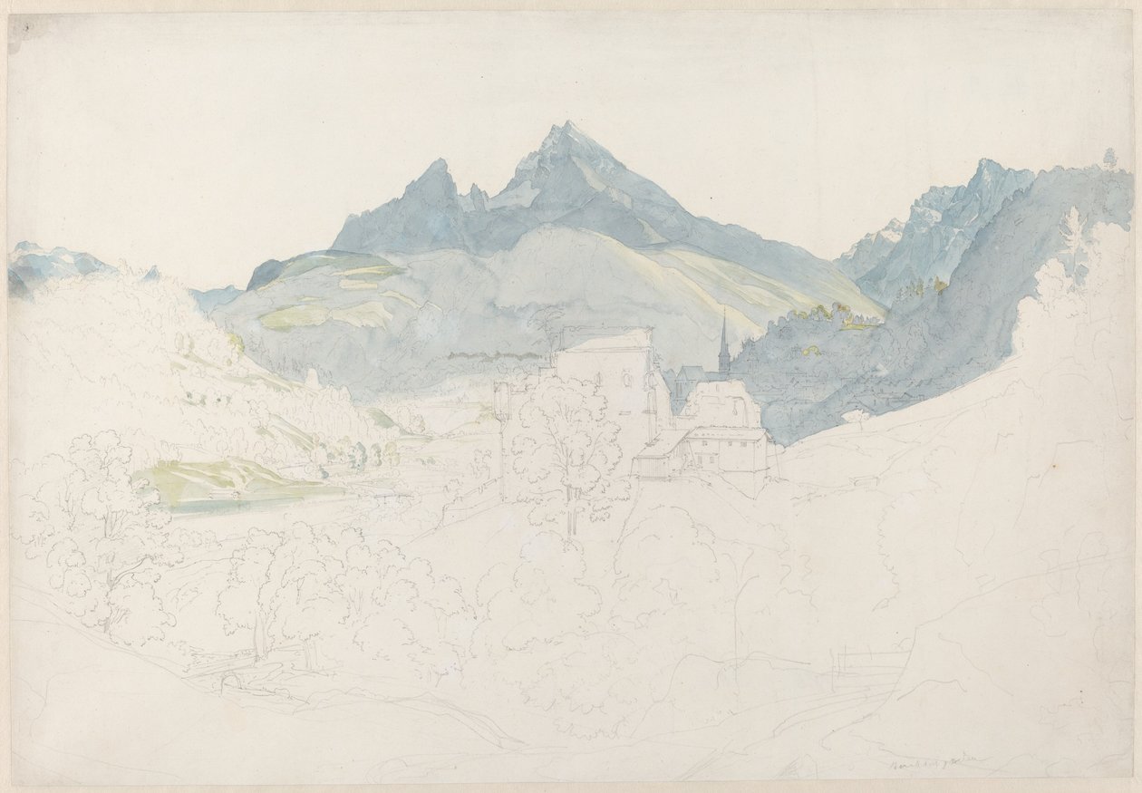 Berchtesgaden med Watzmann-toppen i det fjerne av Ernst Fries