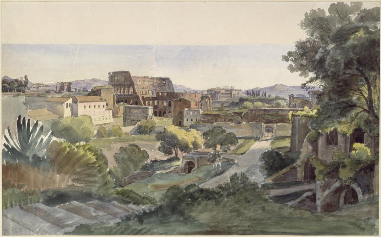Utsikt over Forum Romanum med Colosseum mot Lateranet av Ernst Fries