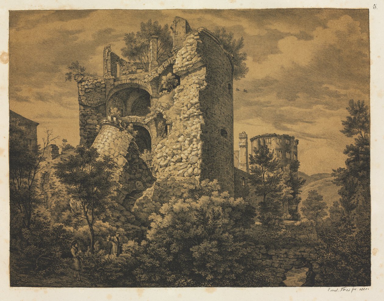 Seks utsikt over Heidelberg slott: Tower, 1820. av Ernst Fries