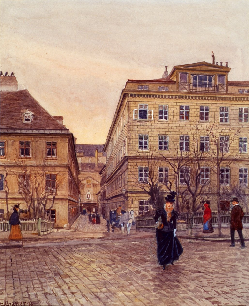 Getreidemarkt og Papagenogasse i Wien av Ernst Graner