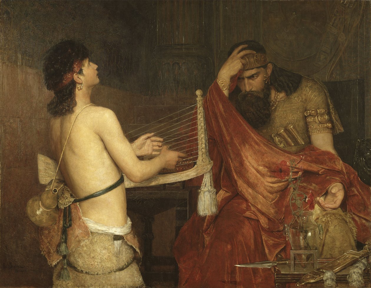 David et Saul - David og Saul, av Josephson, Ernst (1851-1906). Olje på lerret av Ernst Josephson