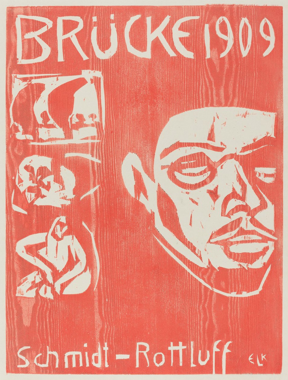 Omslag til den fjerde årboken til kunstnergruppen Brucke, 1909. av Ernst Ludwig Kirchner