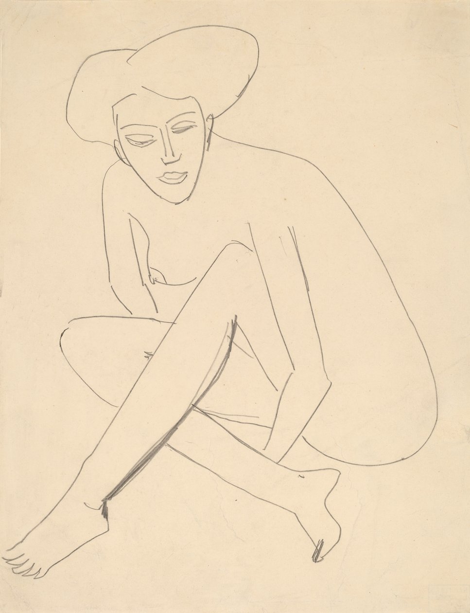 Dodo sittende, 1910. av Ernst Ludwig Kirchner