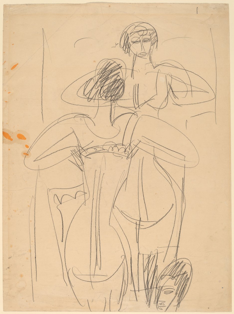 Jente foran et speil, 19121913. av Ernst Ludwig Kirchner