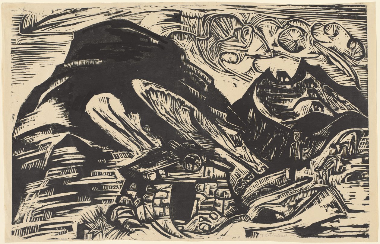 Fjell med en fjellhytte, 1921. av Ernst Ludwig Kirchner