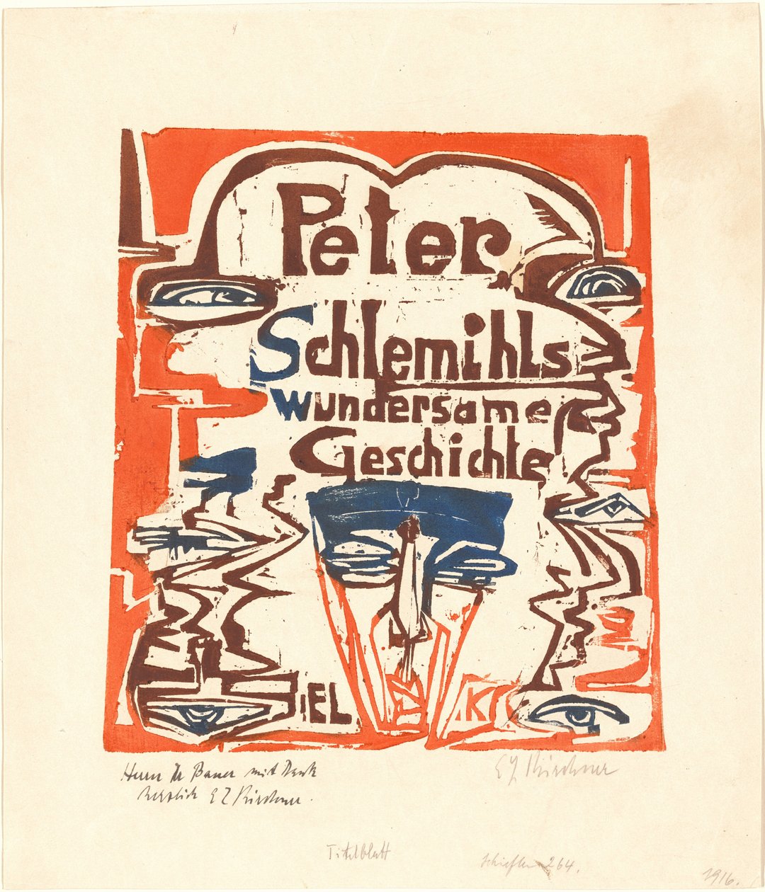 Peter Schlemihls tittelside for vidunderlig historie, 1915. av Ernst Ludwig Kirchner