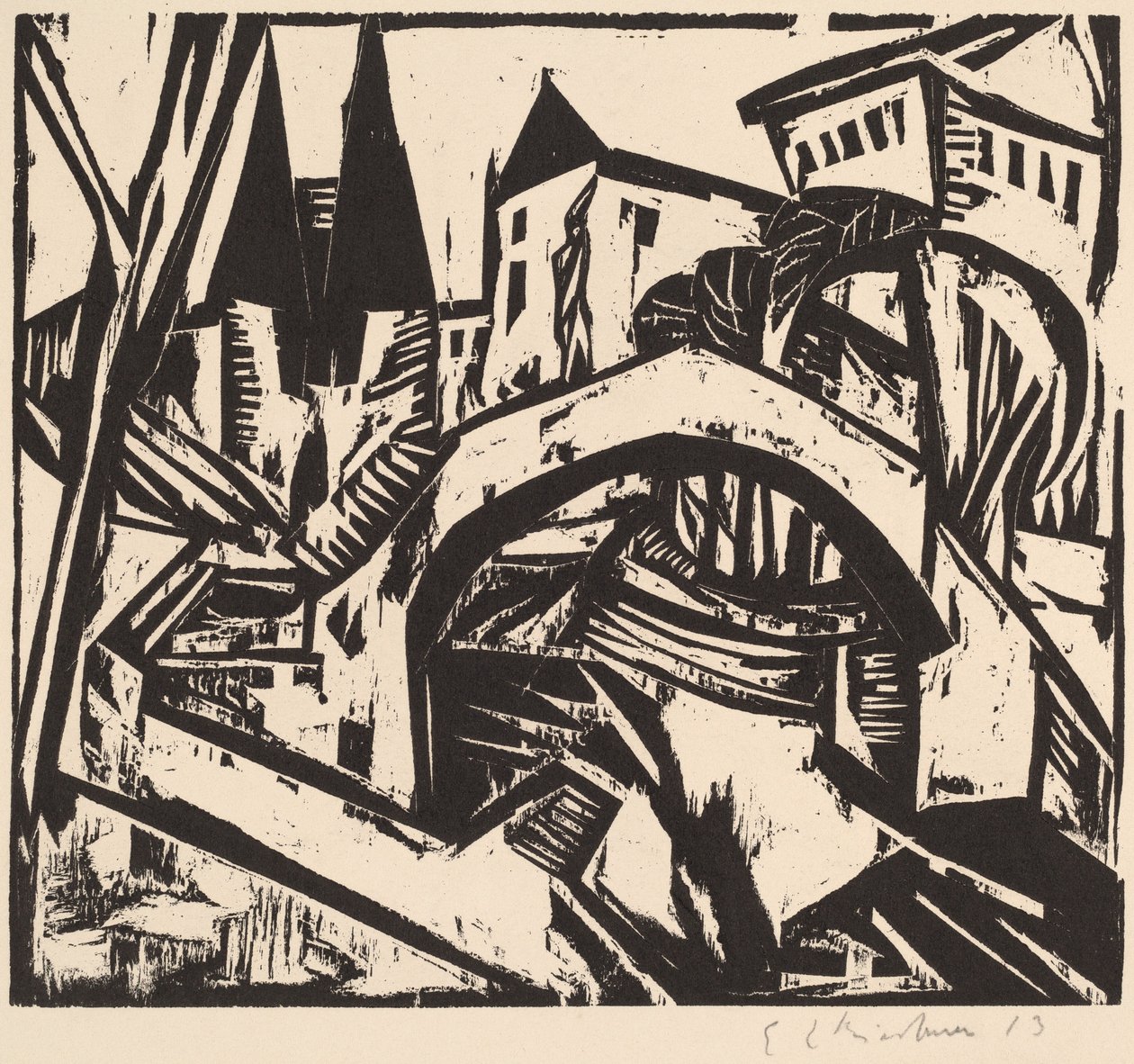 Elvebredden ved Elisabeth Berlin, 1912-1913. av Ernst Ludwig Kirchner