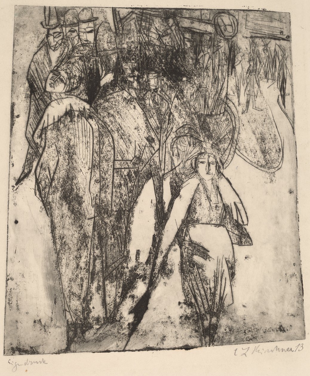 Gatescene med en omnibus, 1914. av Ernst Ludwig Kirchner