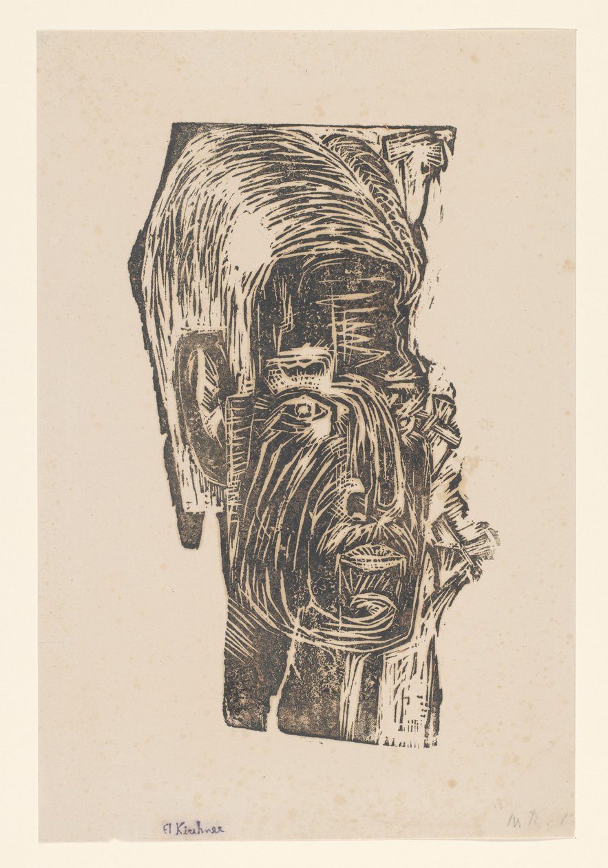 Portrett av en ukjent mann av Ernst Ludwig Kirchner (signed by artist)