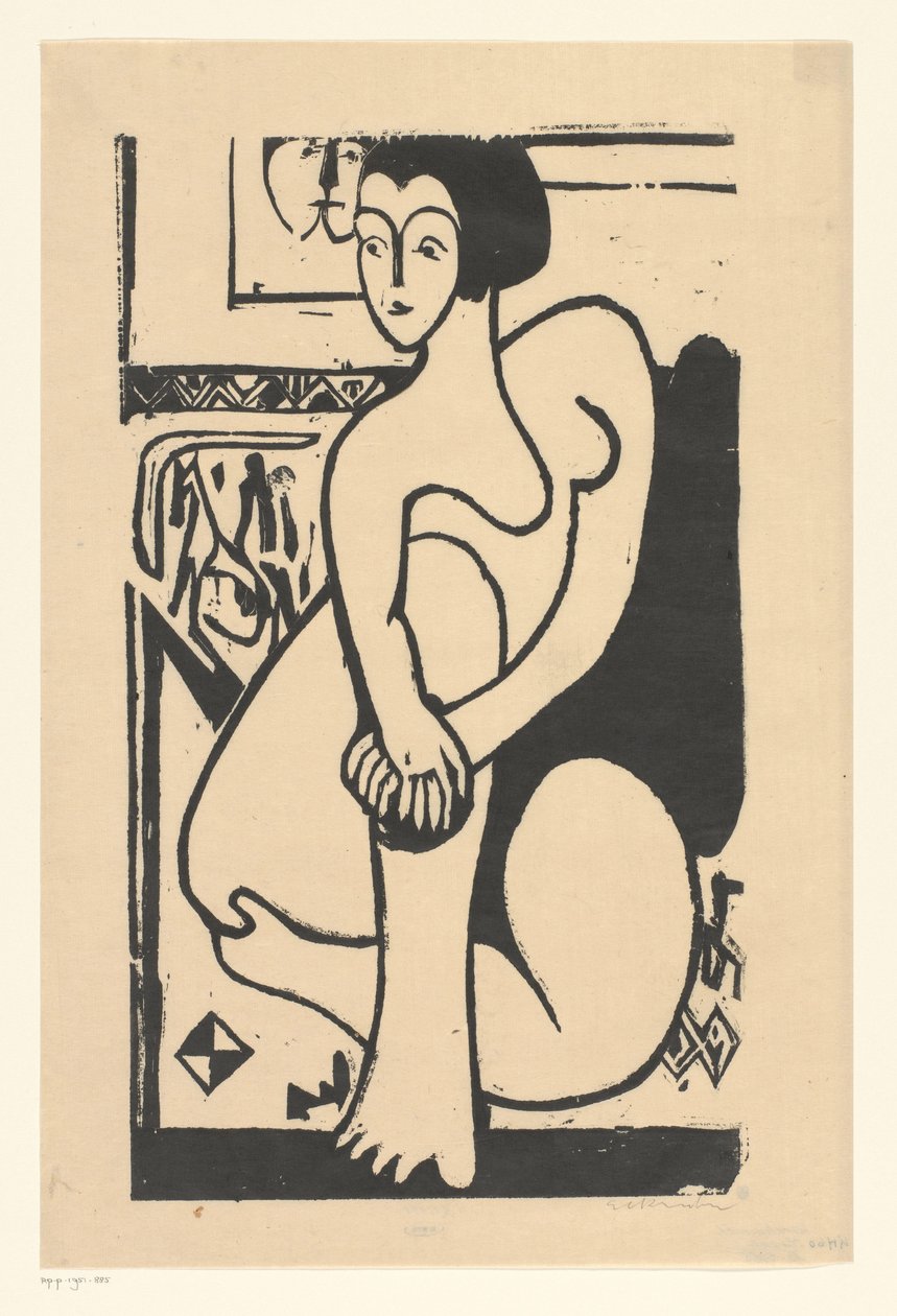 sitter naken av Ernst Ludwig Kirchner (signed by artist)