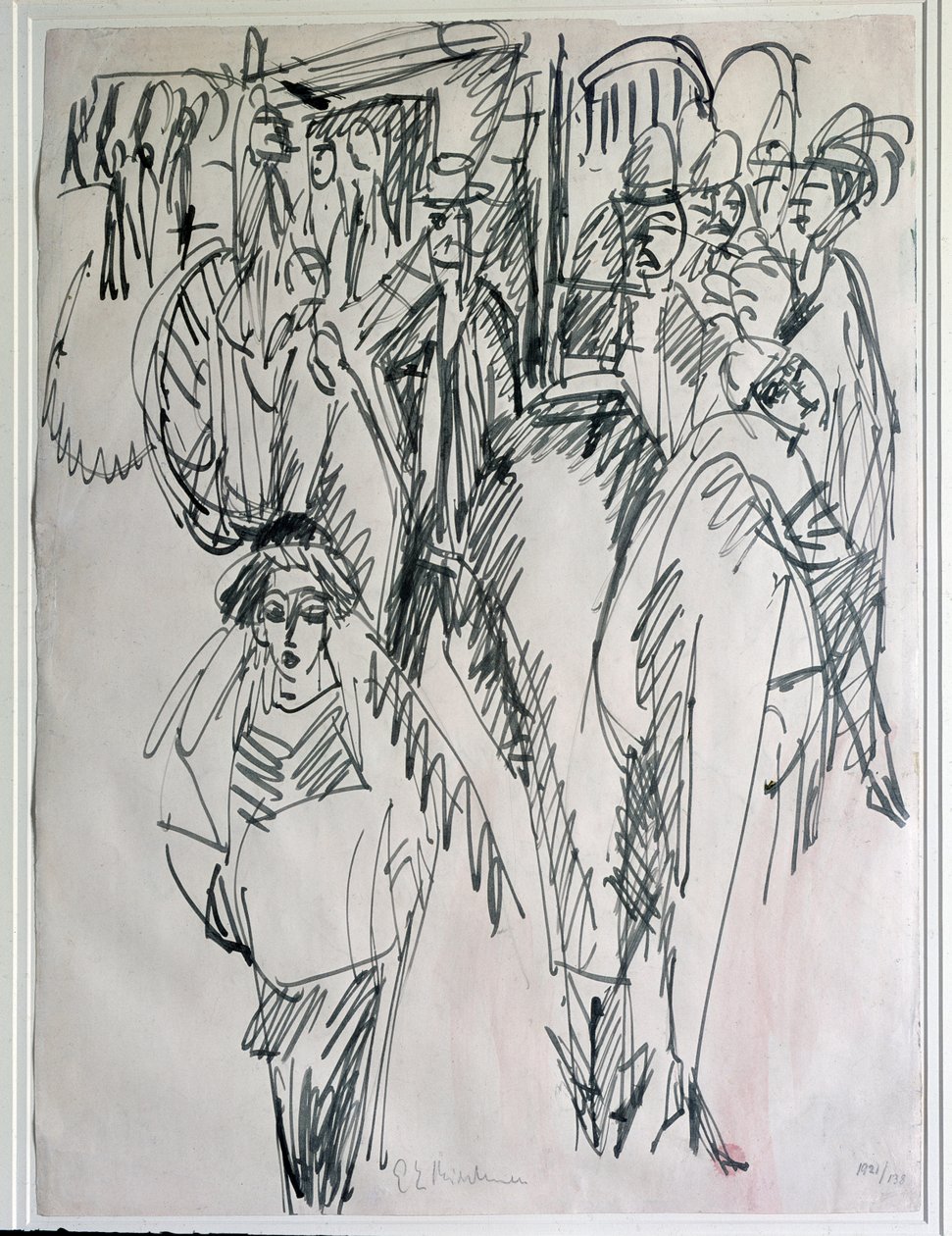 En gate i Berlin, Tyskland (Tegning av Ernst Ludwig Kirchner