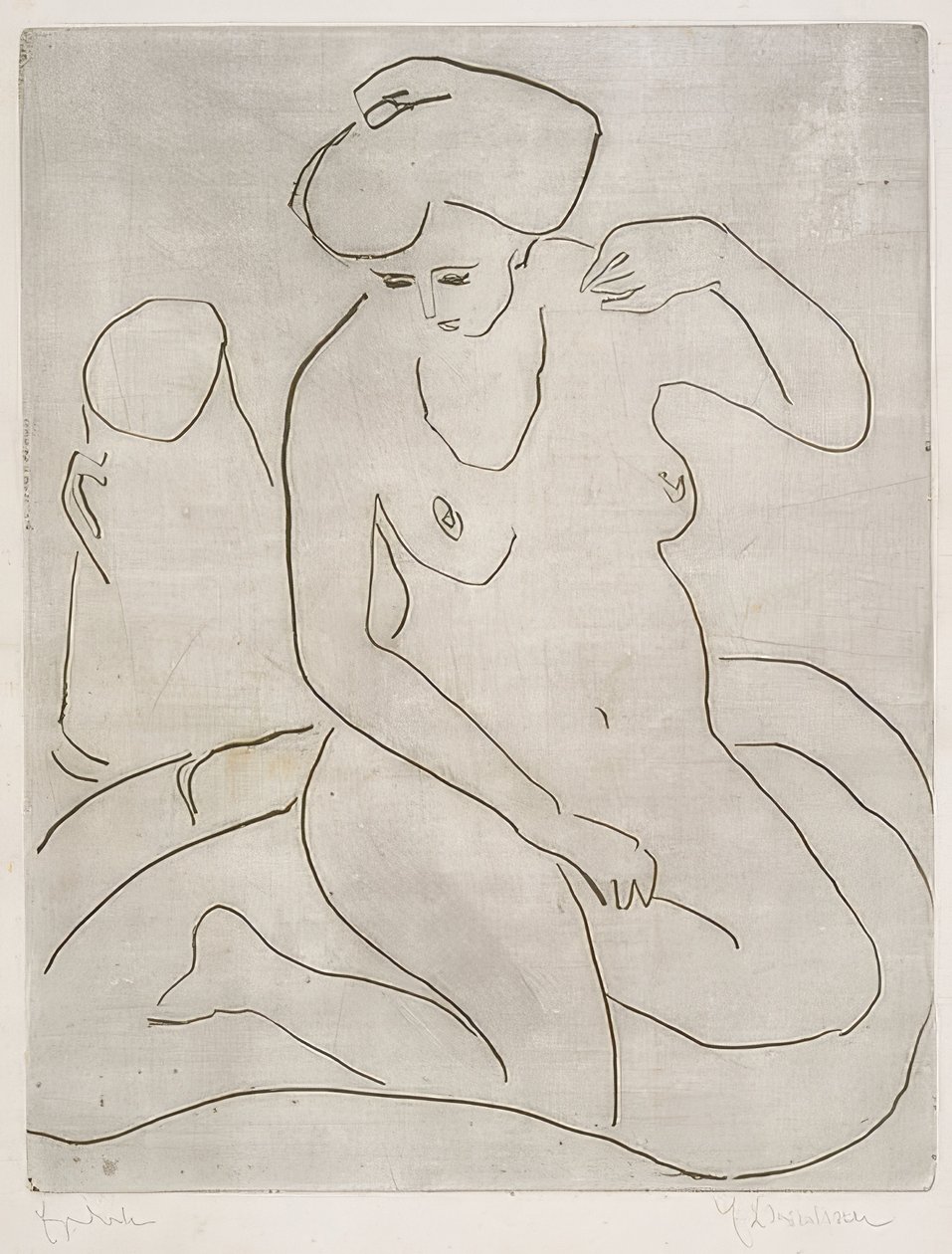 Naken i badekar med halskjede. 1909 av Ernst Ludwig Kirchner