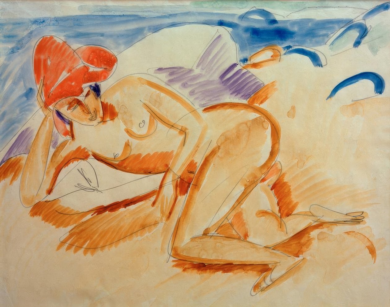 Naken med rød lue av Ernst Ludwig Kirchner