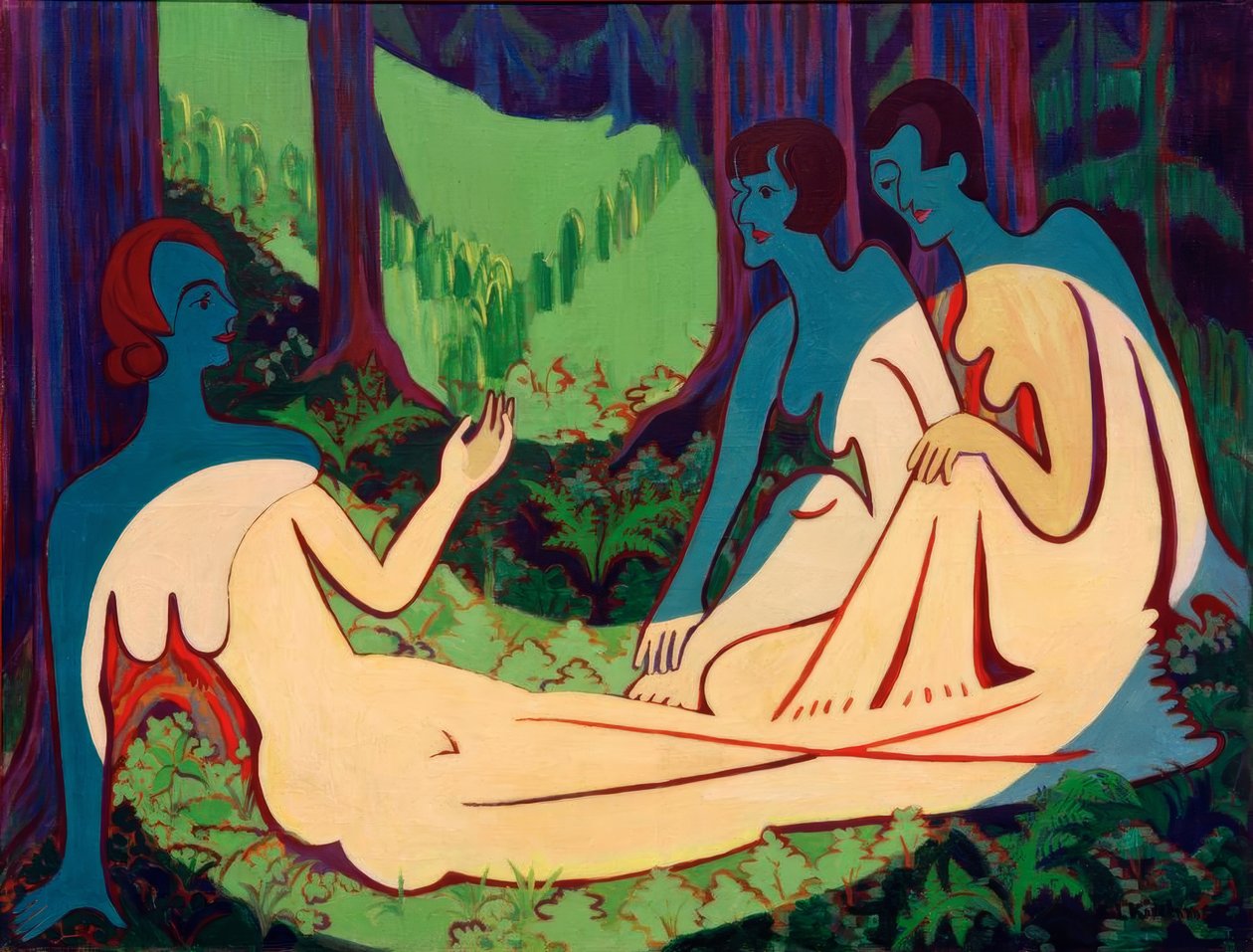Nakenbilder i skogen (stor versjon) av Ernst Ludwig Kirchner