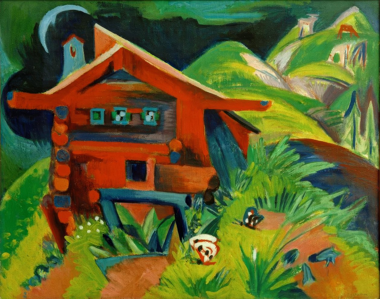 Alpehytte; Rød Alfaus av Ernst Ludwig Kirchner