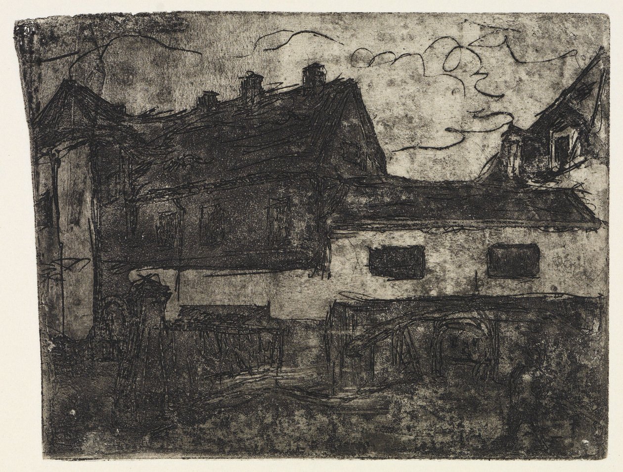 Gammel passasje mellom hus i Dresden-Deuben av Ernst Ludwig Kirchner