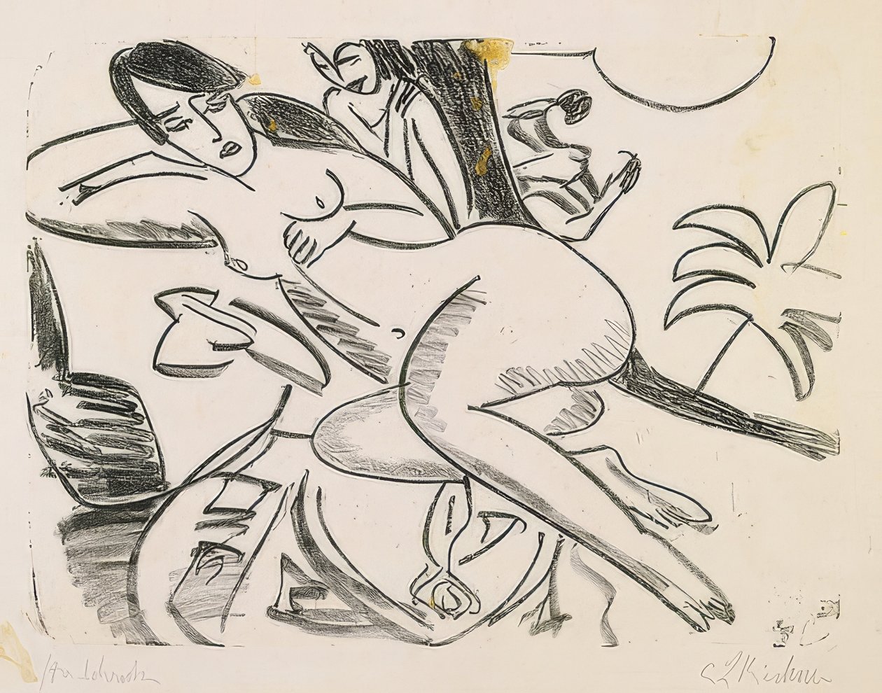 Naken liggende i taket. 1911 av Ernst Ludwig Kirchner