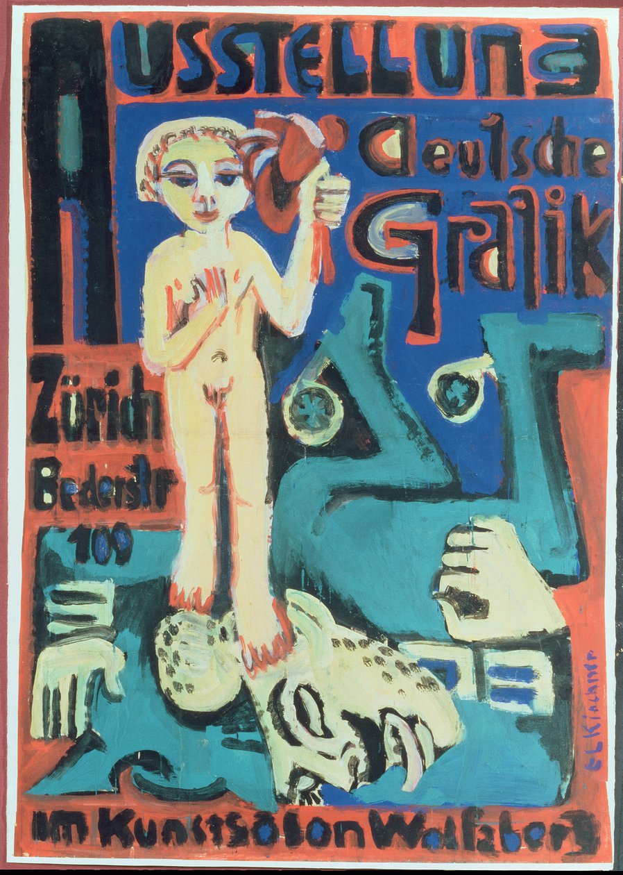 Utstilling, tysk grafikk i Kunstsalon Wolfsberg, ca. 1921 av Ernst Ludwig Kirchner