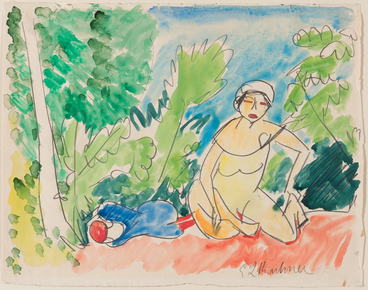 Badende ved innsjøen av Ernst Ludwig Kirchner