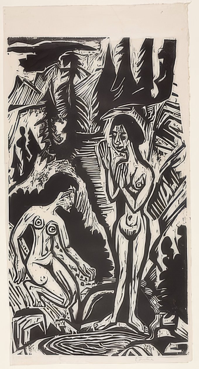 Badende i steiner. 1921 av Ernst Ludwig Kirchner