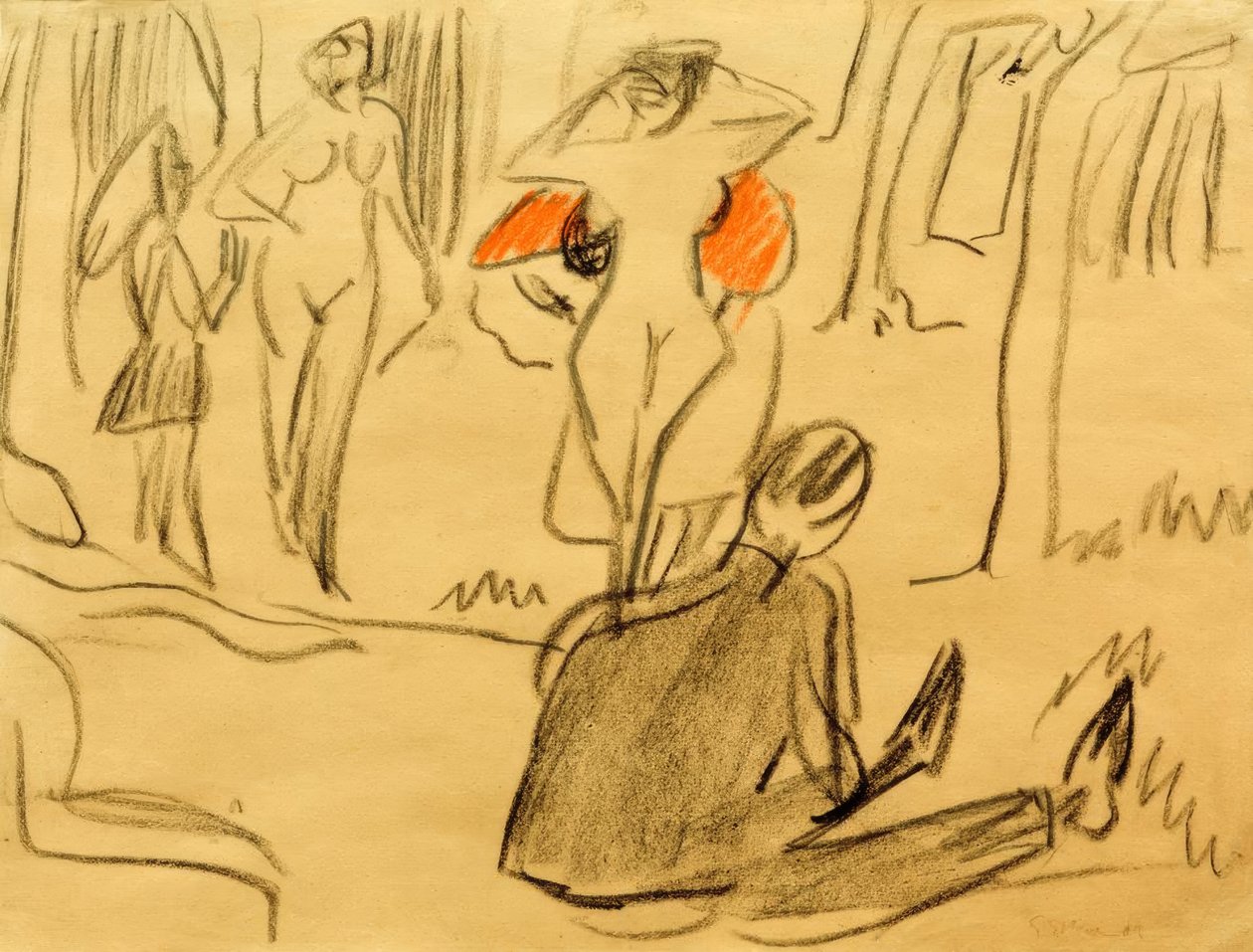 Badende i Moritzburg av Ernst Ludwig Kirchner