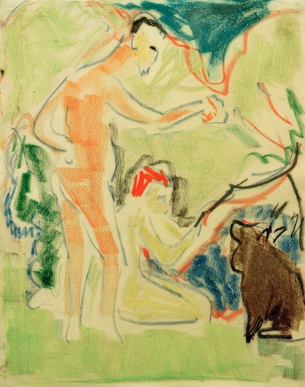 Badende med hunder i Moritzburg av Ernst Ludwig Kirchner