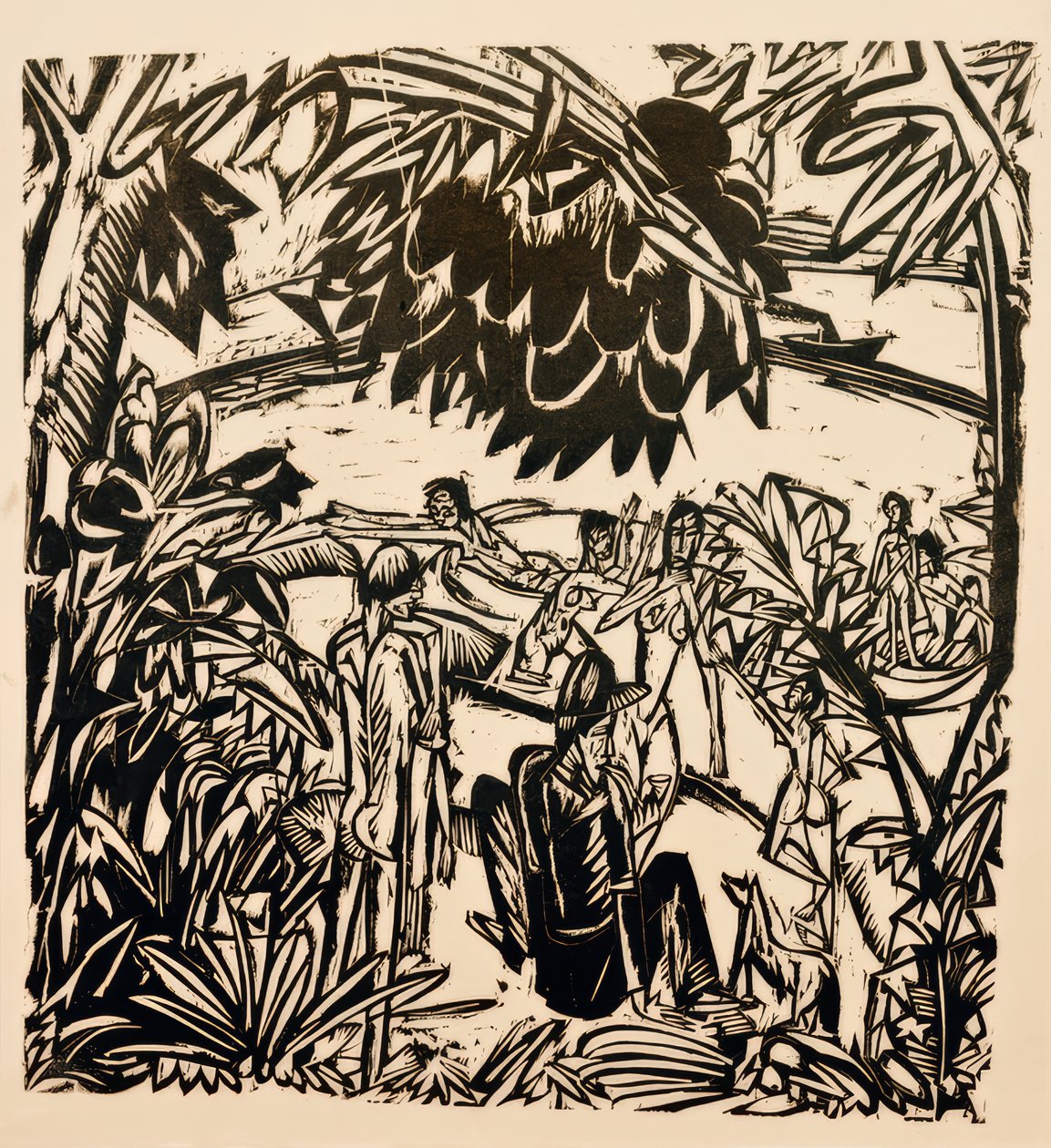 Badescene under tregrener av Ernst Ludwig Kirchner