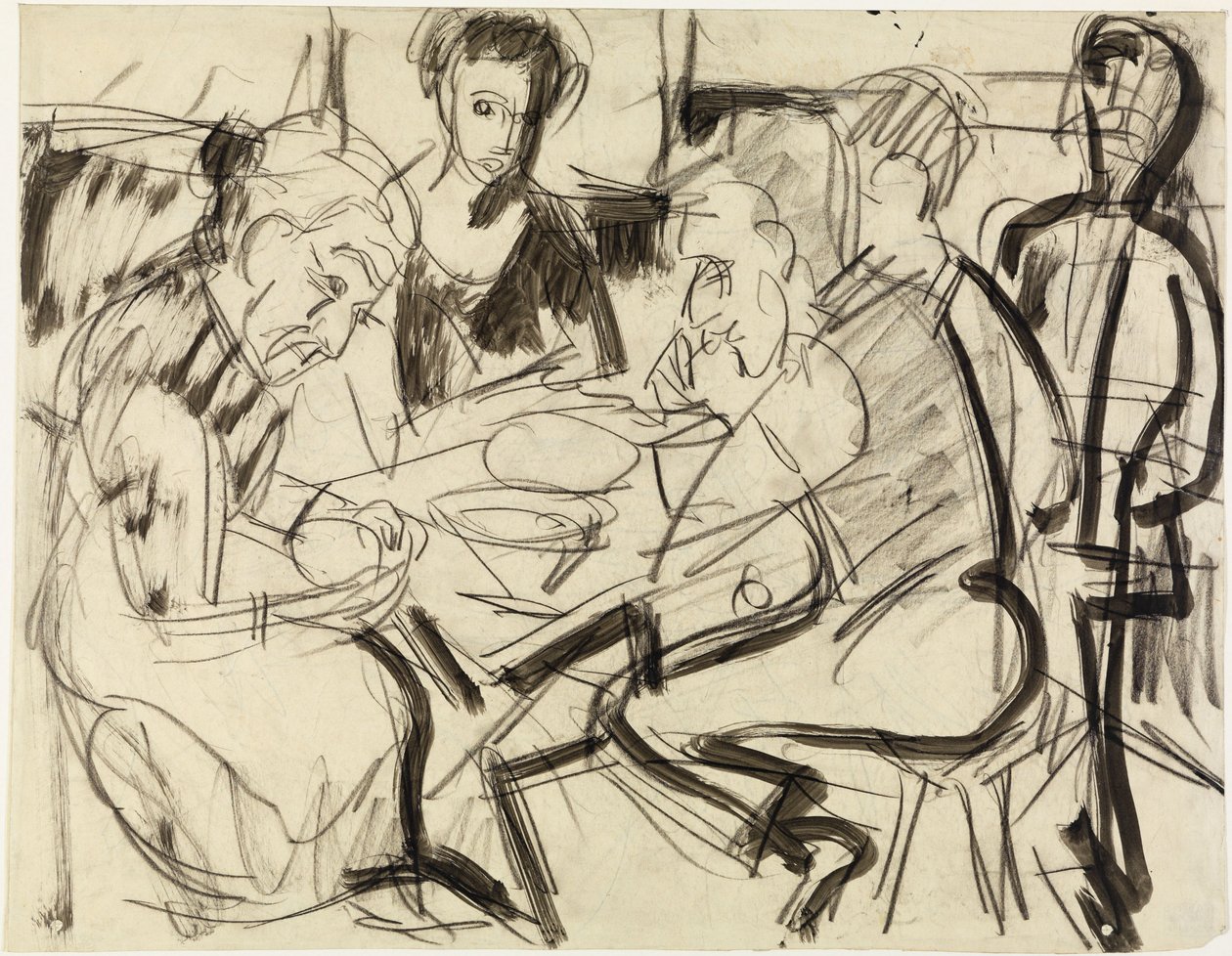 En bondefamilie ved bordet av Ernst Ludwig Kirchner