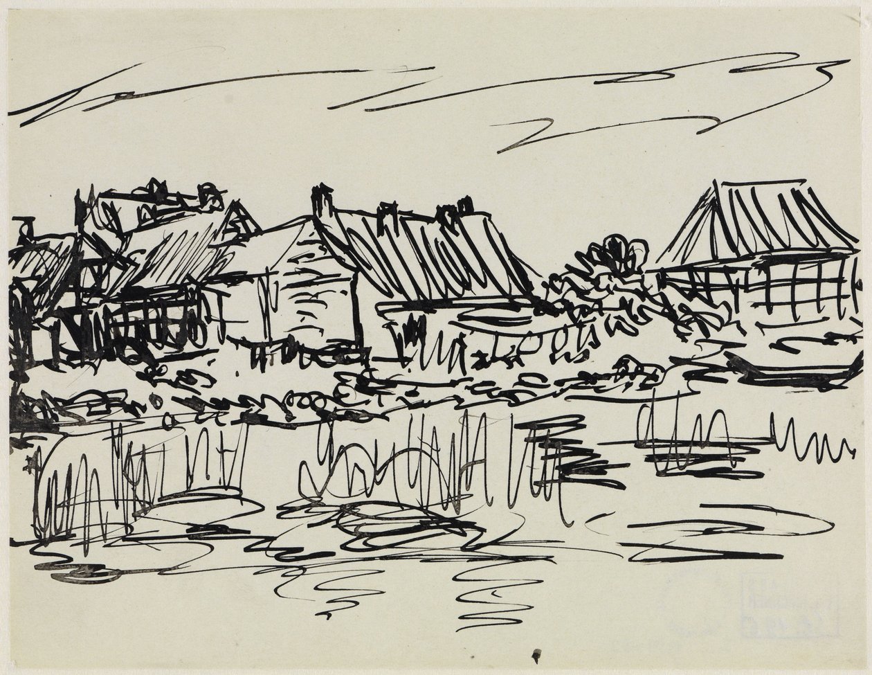 Gårdshus ved vannet (Fehmarn) av Ernst Ludwig Kirchner