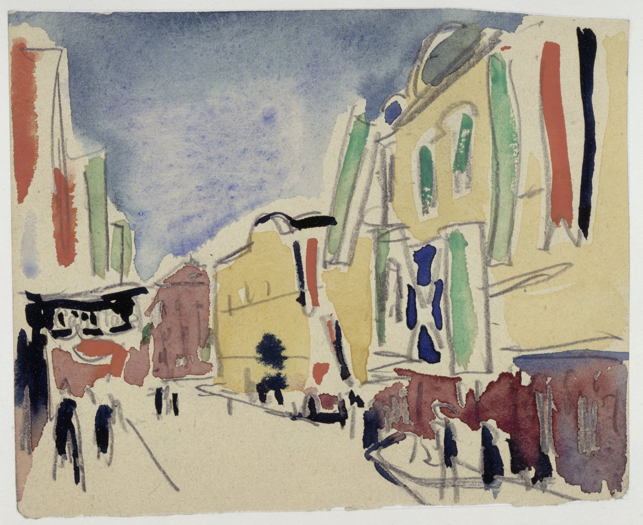 Hus med flagg i Schloßstraße i Dresden av Ernst Ludwig Kirchner