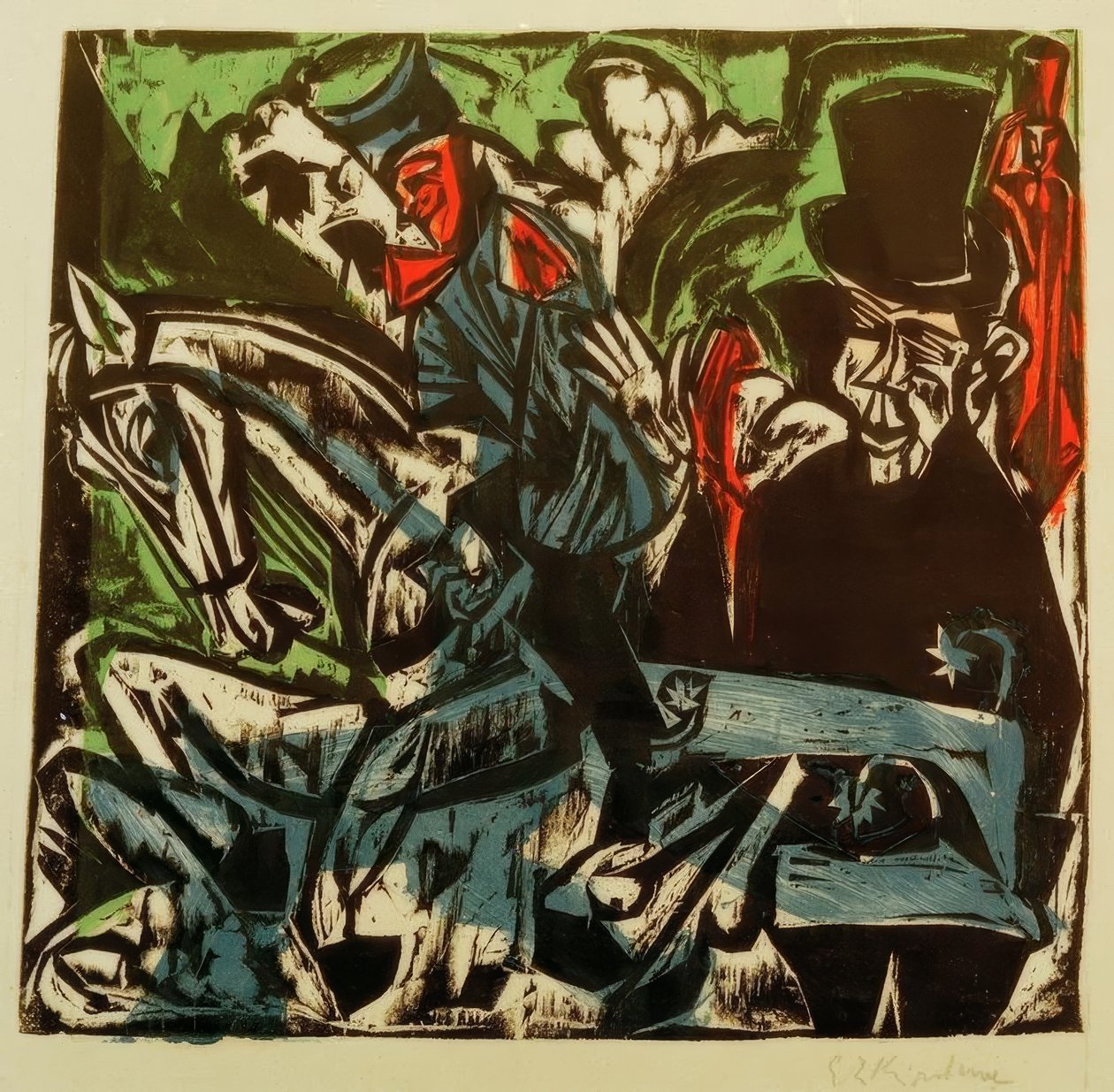 Schlemihl møter den lille grå mannen på gata av Ernst Ludwig Kirchner