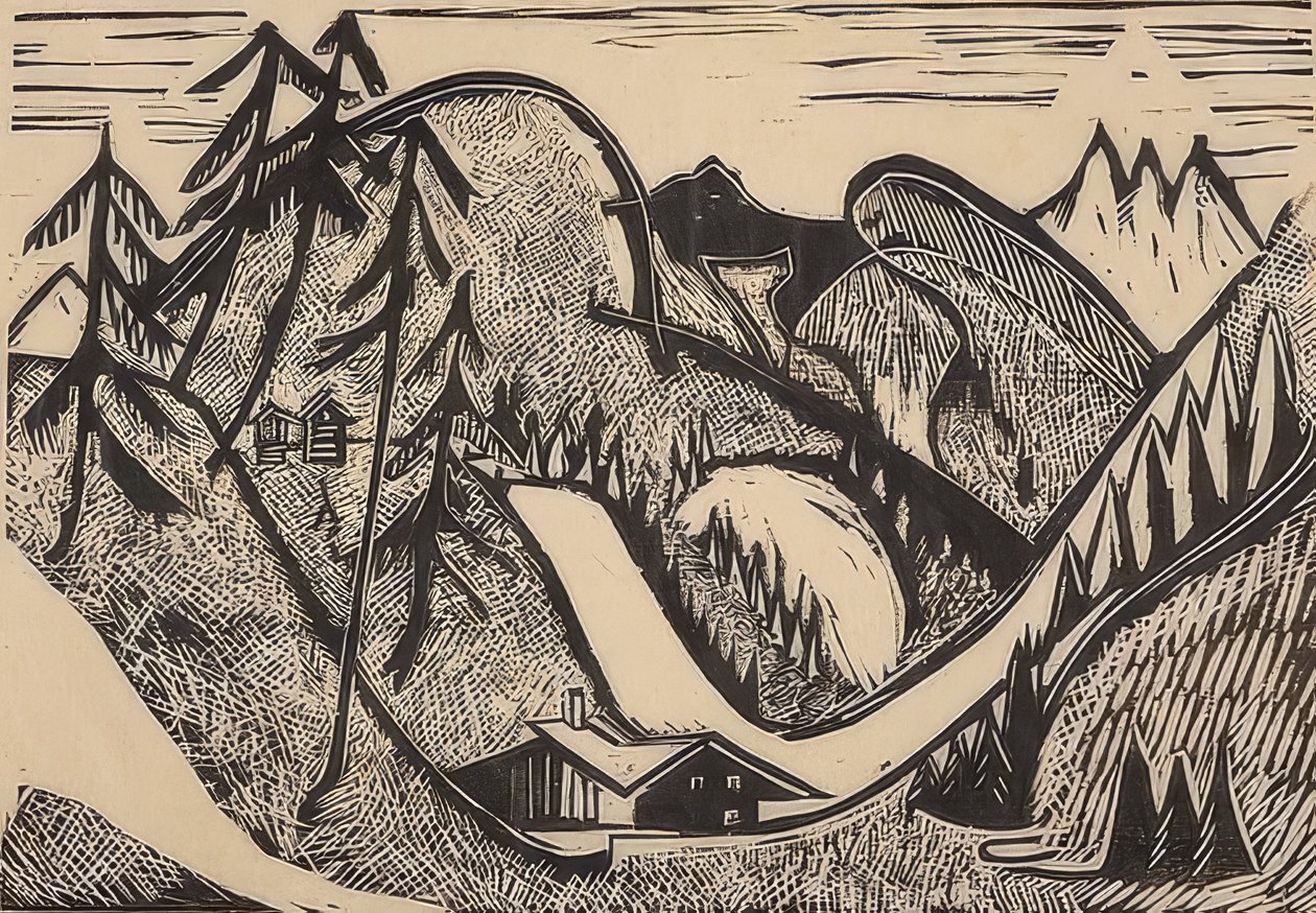 Fjelllandskap nær Glarus. 1933 av Ernst Ludwig Kirchner