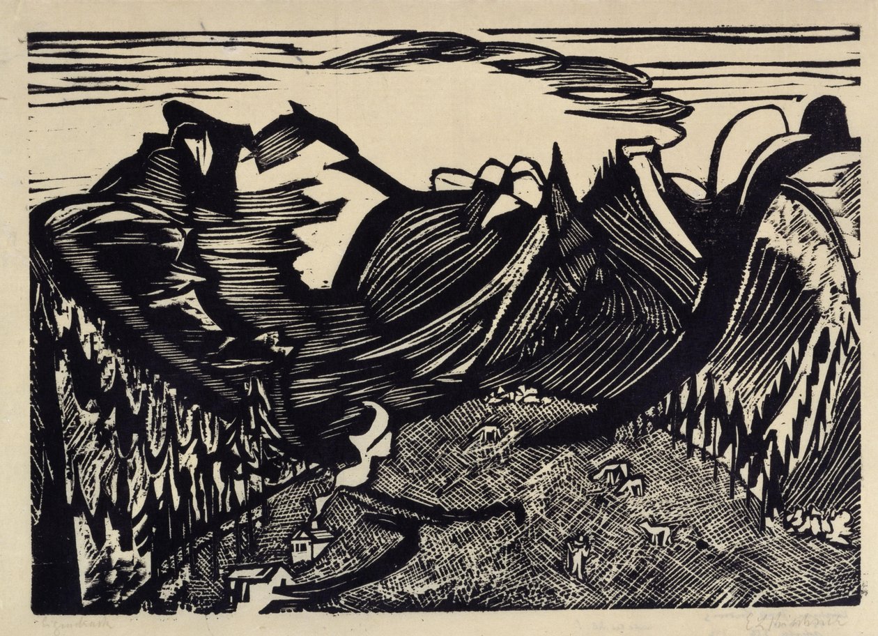 Fjellandskap med alp av Ernst Ludwig Kirchner