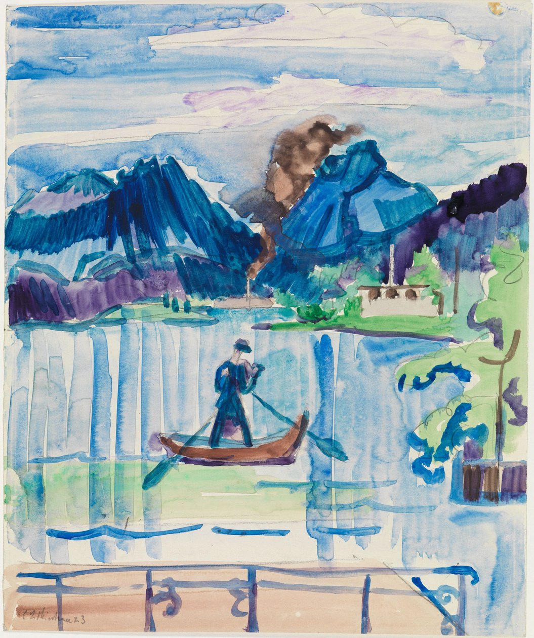 Fjellvann med roer av Ernst Ludwig Kirchner