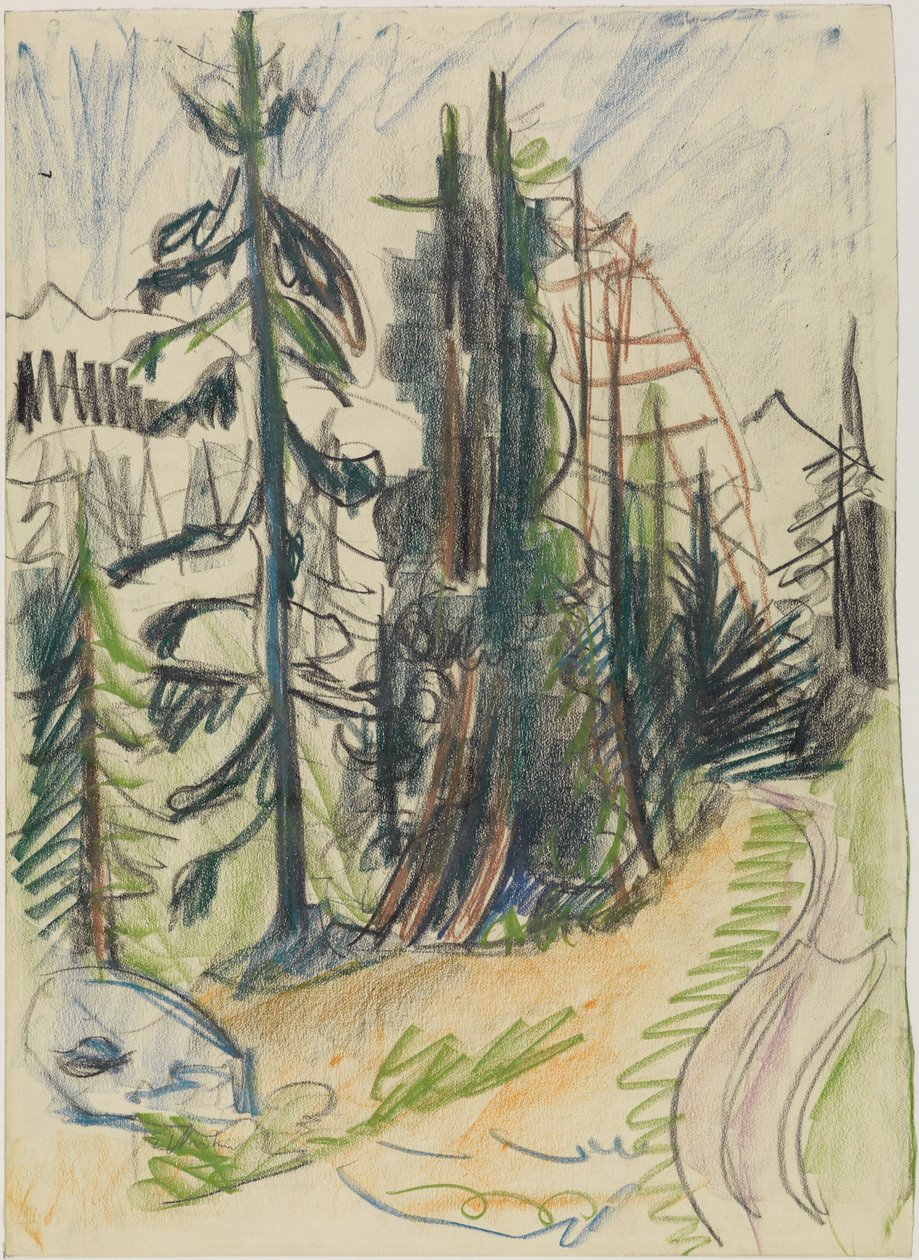 Fjellgran og vei av Ernst Ludwig Kirchner