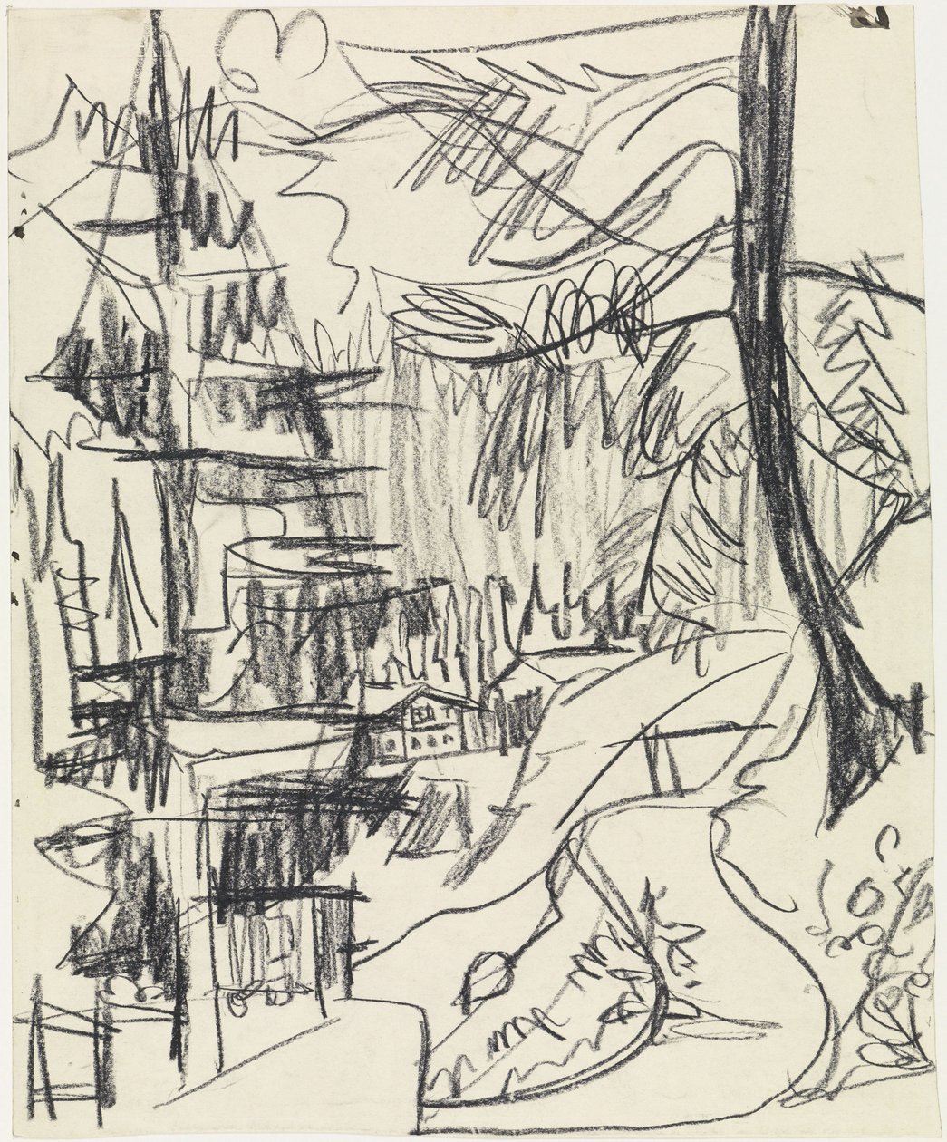 Fjellskog og hytter av Ernst Ludwig Kirchner