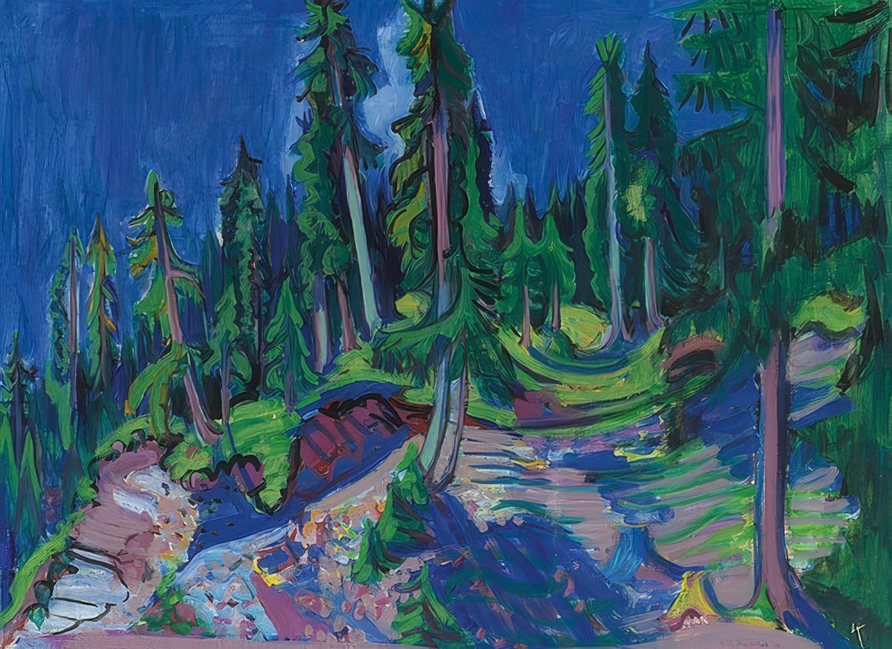 Fjellskogstudie. 1936 av Ernst Ludwig Kirchner