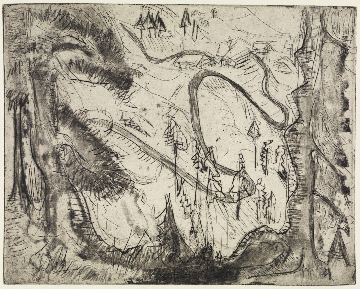 Fjellsti, sett ovenfra av Ernst Ludwig Kirchner
