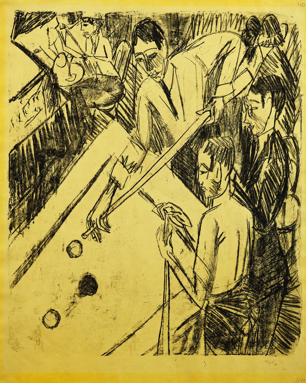 biljardspillere; Biljardspillere, 1915 av Ernst Ludwig Kirchner