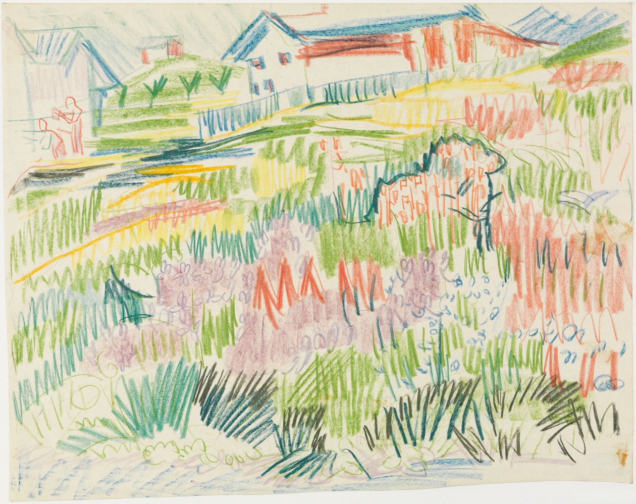 Blomstereng med hus av Ernst Ludwig Kirchner