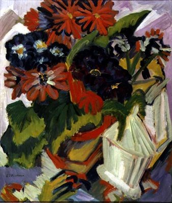 Blomstbukett med sukkerskål av Ernst Ludwig Kirchner