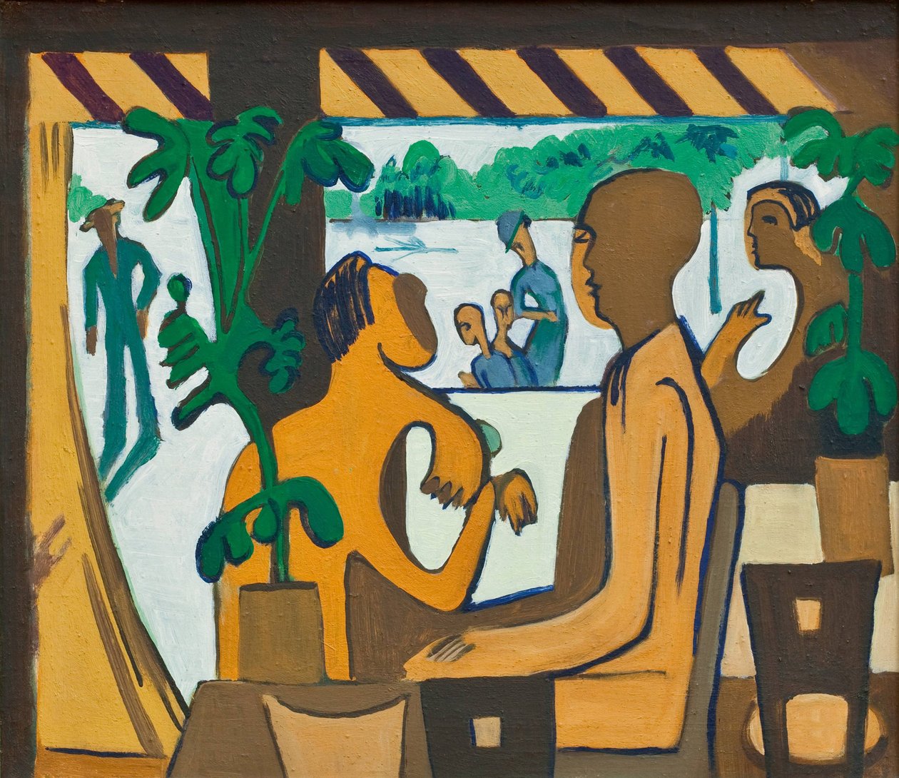 Brune figurer på en kafé, 1928-1929 av Ernst Ludwig Kirchner