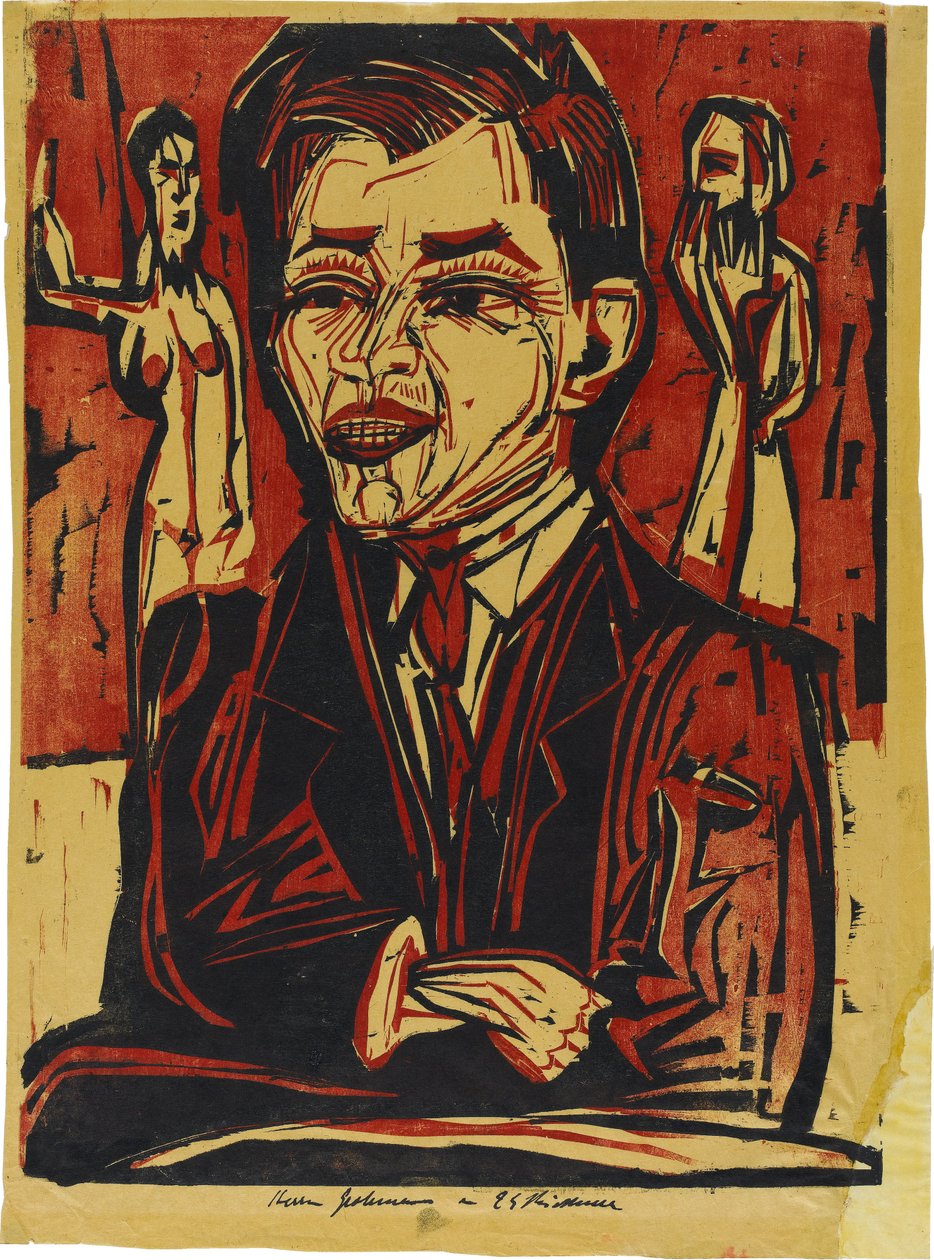 Stort brystbilde av Will Grohmann (1887-1968) av Ernst Ludwig Kirchner