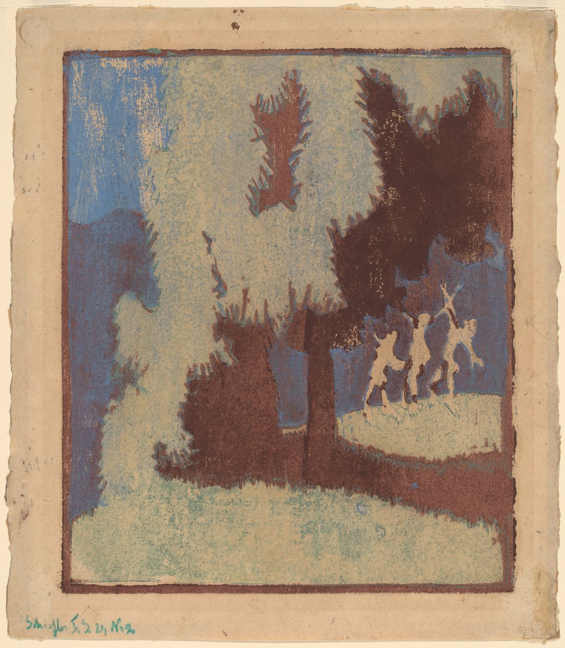 Kastanjetrær i måneskinn av Ernst Ludwig Kirchner